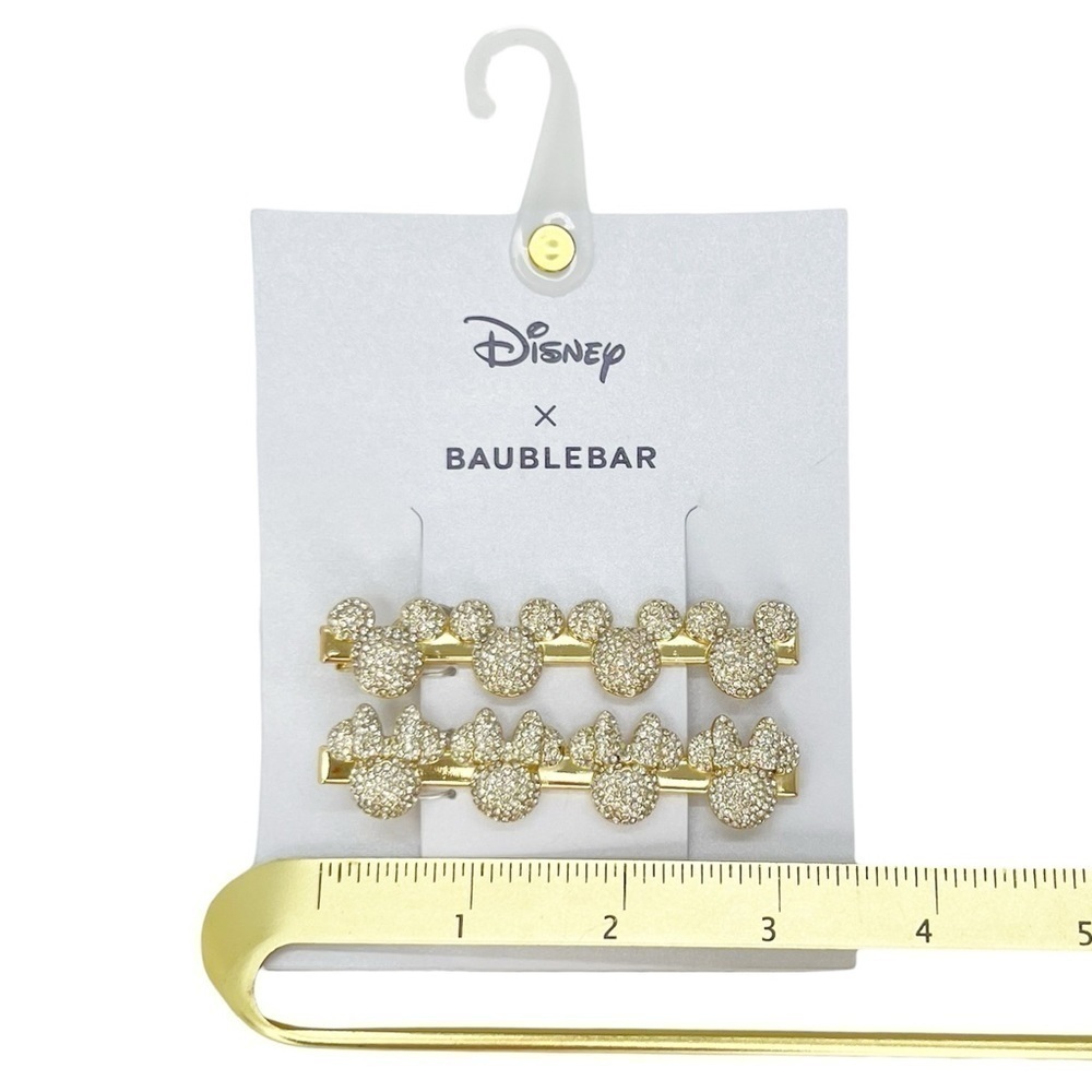 Disney X Baublebar Mickey Minnie Mouse Hair Clips Crystals Gold Barrette New NWT - Picture 5 of 6